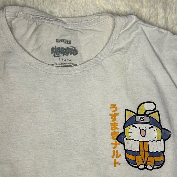 Naruto cat T-shirt large print on front small on front used once or twice Large - Picture 2 of 5